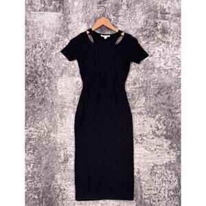 Jonathan Simkhai Dress XS Womens Black Textured Knit Cutout Bodycon Sheath